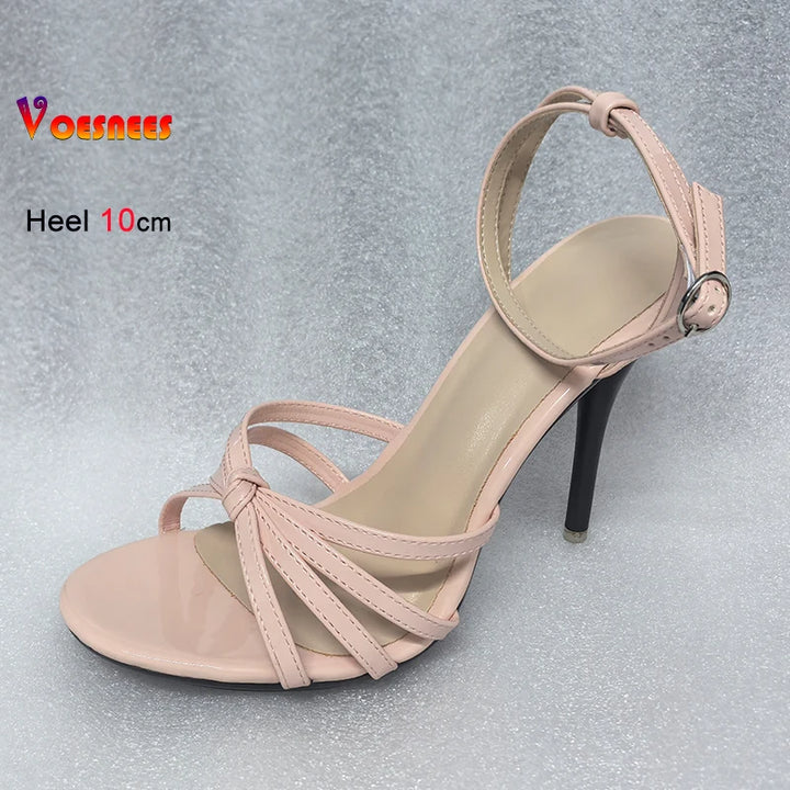 Cross-tied Black Women’s Sandals – 11 cm Heels