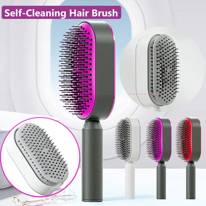 Self Cleaning Hair Brush – Long flexible bristles for no-pull glide
