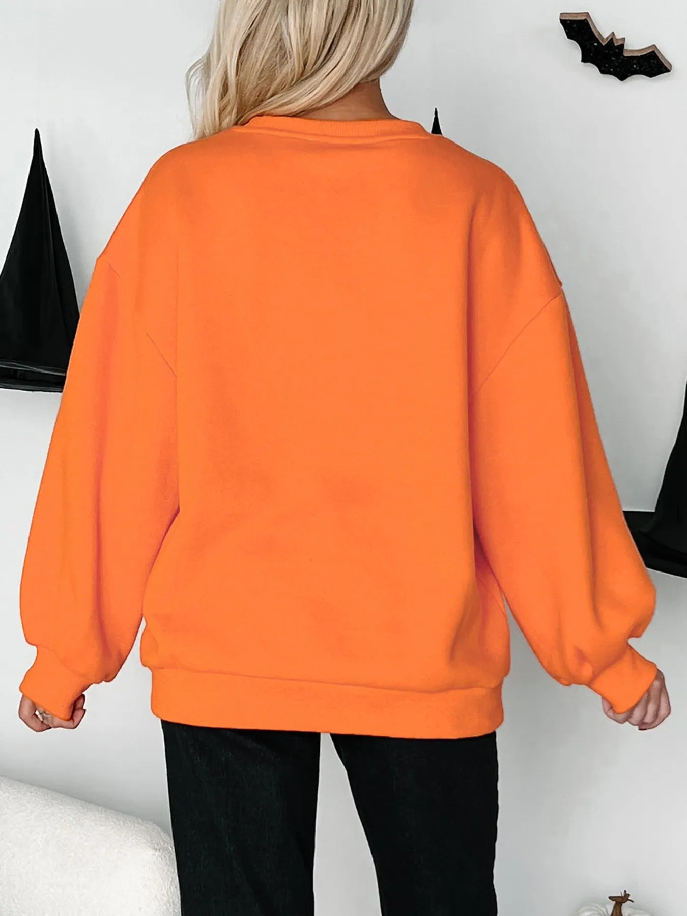 Sequin Skeleton Pumpkin Sweatshirt – Trendy Halloween Fashion for Women