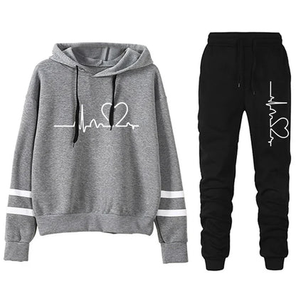 Tracksuit - Striped Hoodie & Sweatpants Set, All-Season
