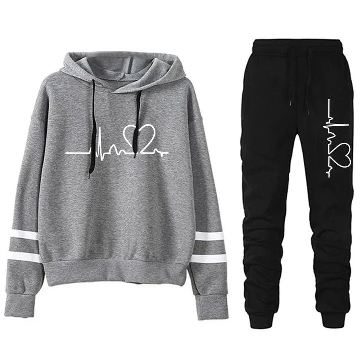Tracksuit - Striped Hoodie &amp; Sweatpants Set, All-Season
