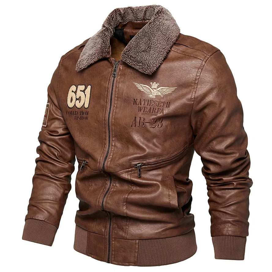 Men’s PU Leather Jacket – Warm Fleece, Ride Ready
