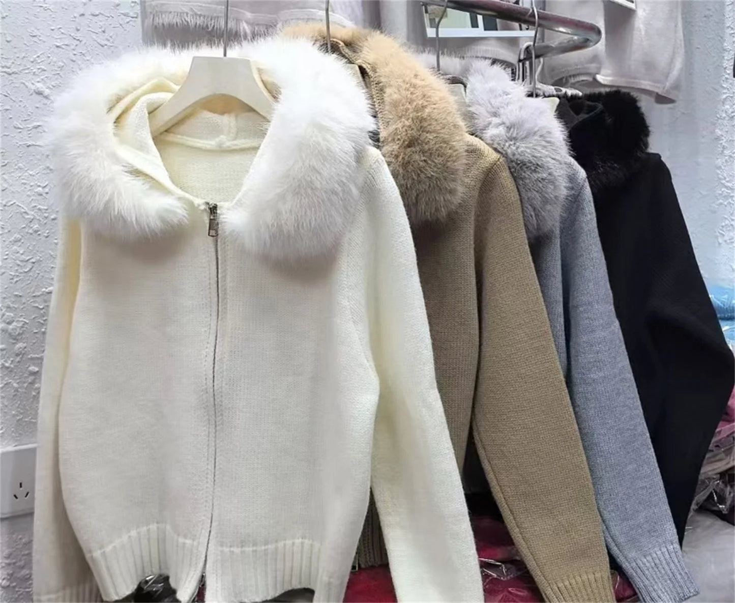 Oversized Hooded Cardigan – Cozy Fake Fur Zip Jacket