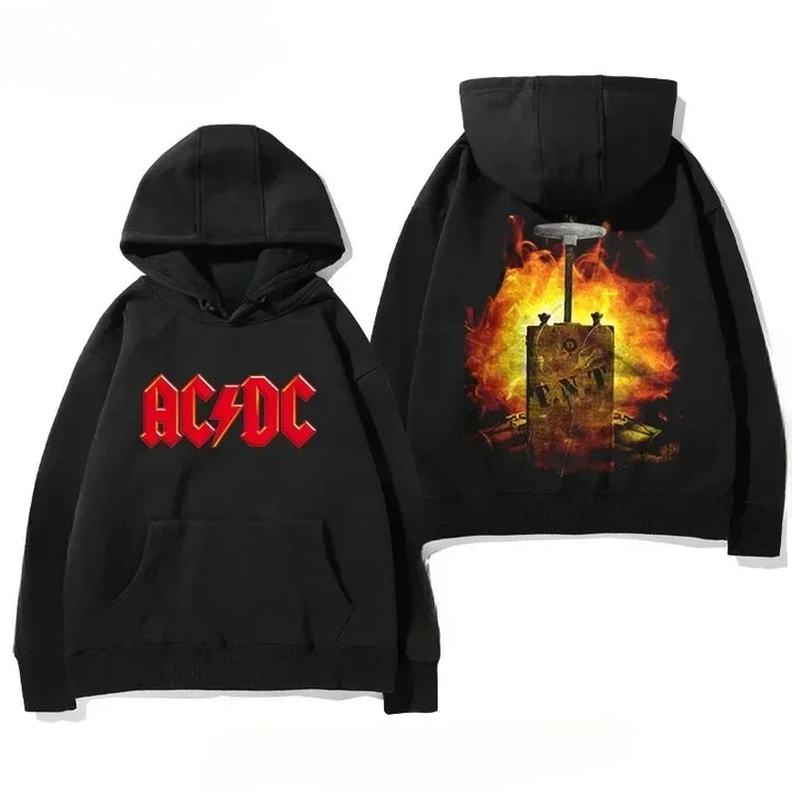 Men's AC/DC Retro Fleece Hoodie for Autumn Winter