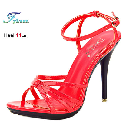 Cross-tied Black Women’s Sandals – 11 cm Heels