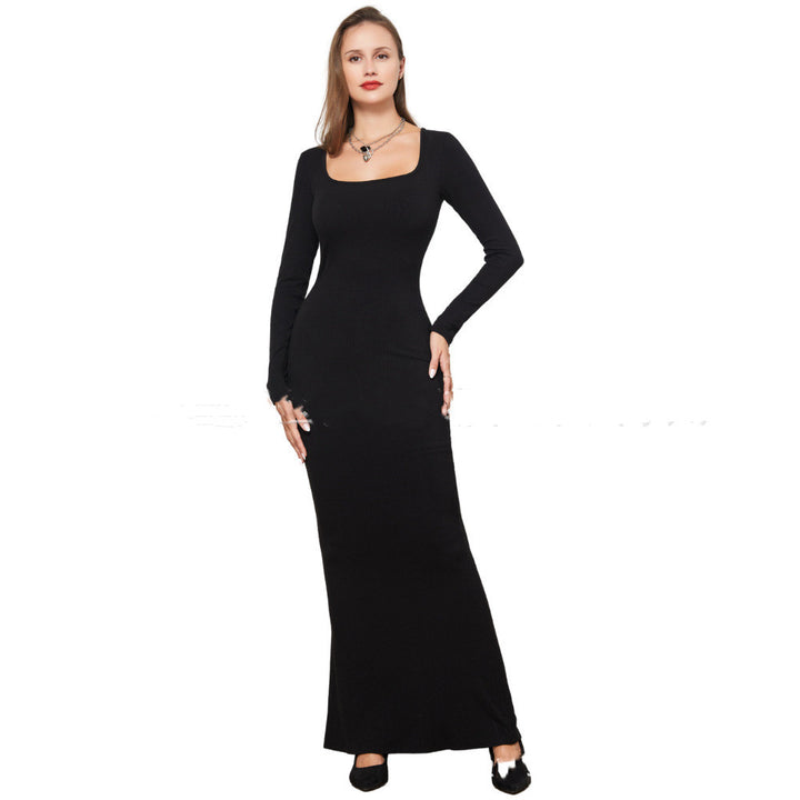 Shaping Bodycon Dress – City-chic long sleeve maxi with double-layer tummy control