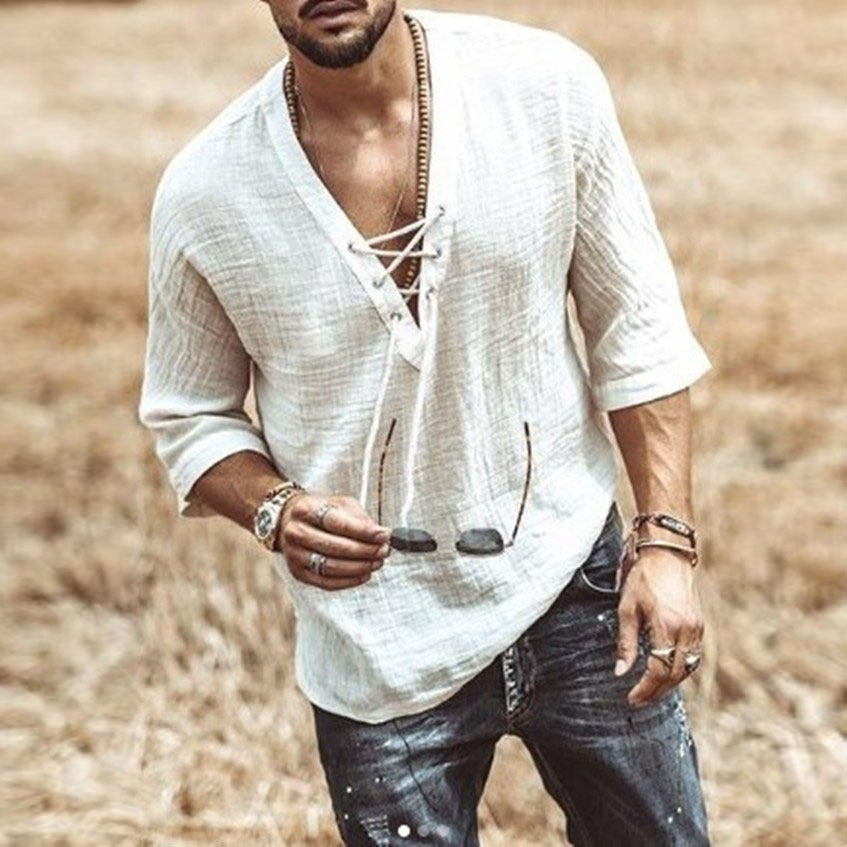 Shop the Lace Up Corn T-Shirt in White – Casual Perfection