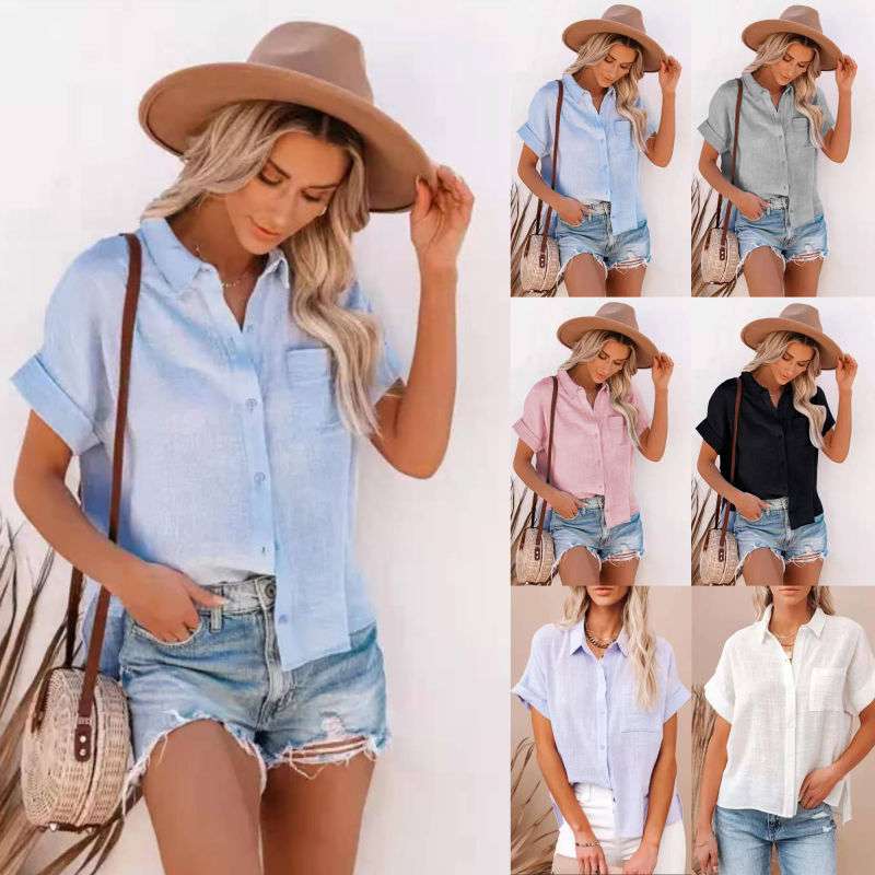 Lapel collar shirt for women in neutral tones, great for layering


