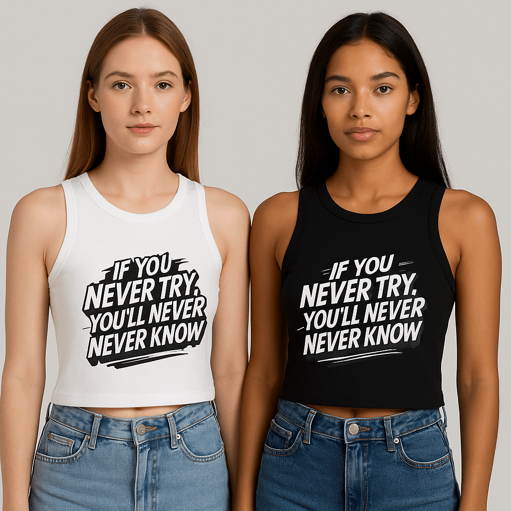 Side view of high neck women’s racer tank in black

