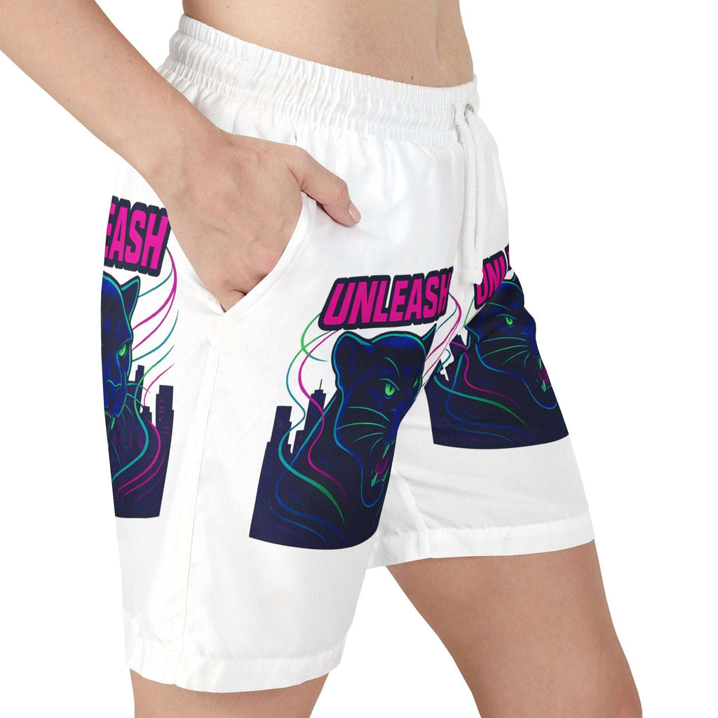 Quick-dry summer swimwear with adventurous panther motif

