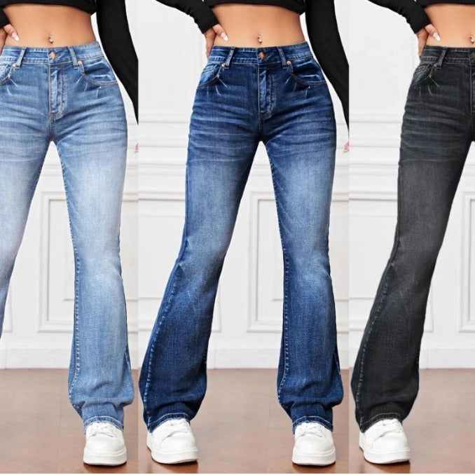 Side profile – Denim High Waist Bootcut Jeans with comfy stretch movement
