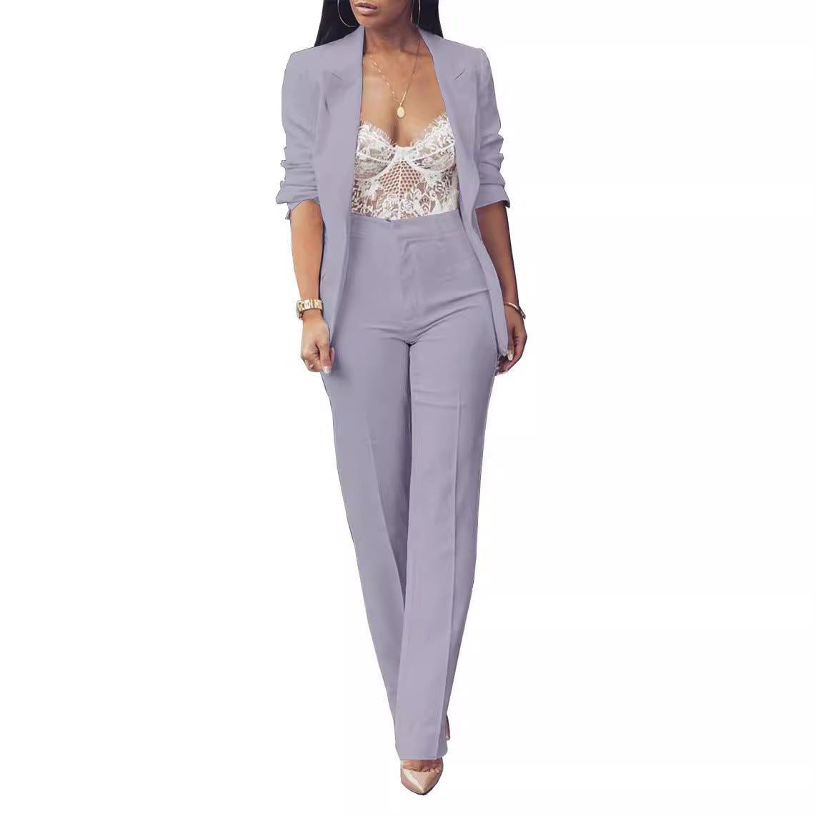 Simple Yet Striking: Sleeveless Wide Leg Casual Suit with Printed Polyester Drape