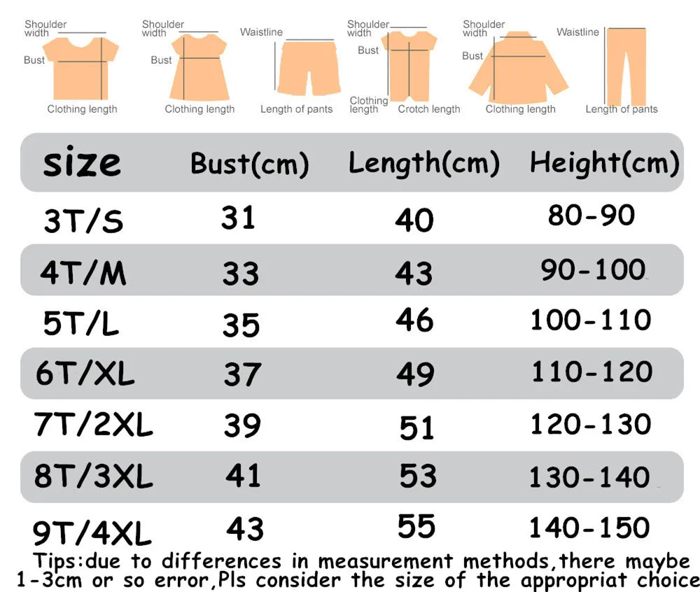Size range display for Happy Birthday Daddy shirt – kids to adults