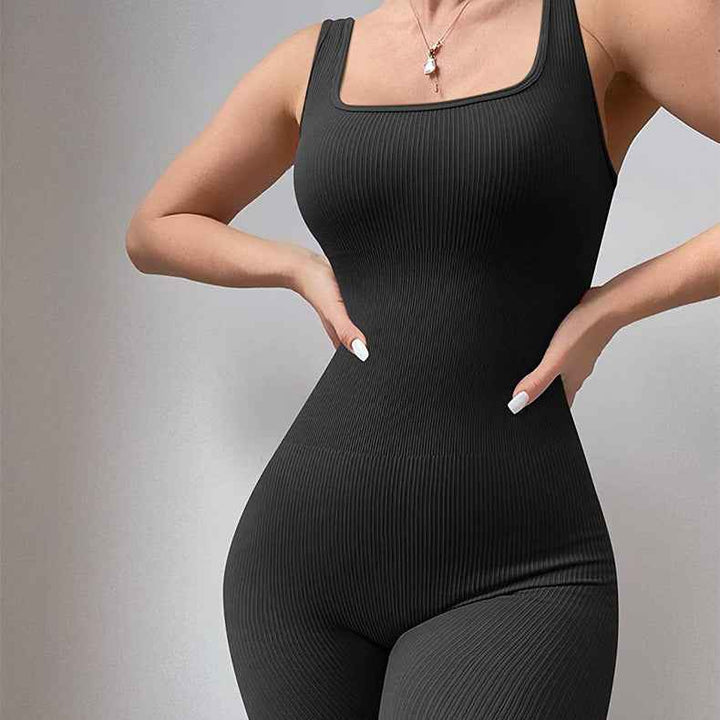 Women's Spandex Tank Top Tights with Button Detail