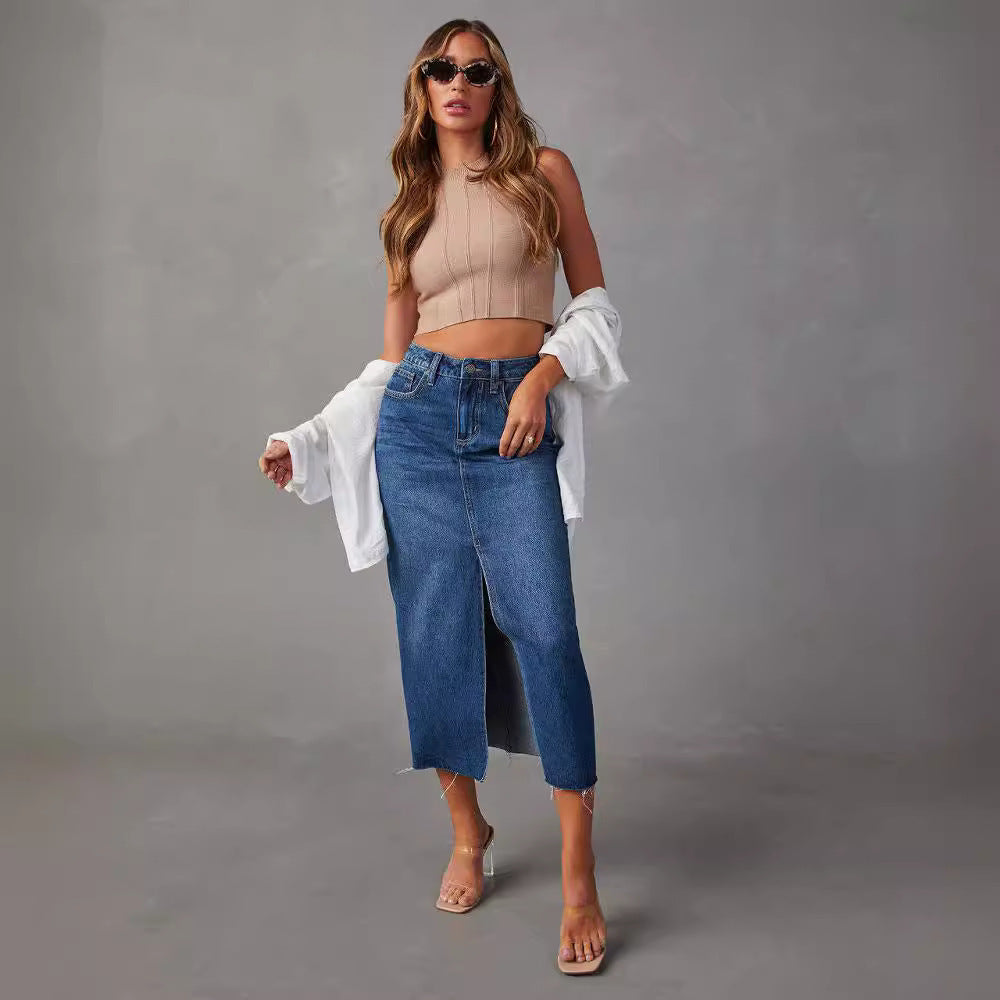 Slimming Denim Skirt – Light Blue Wash for Fresh Spring Style