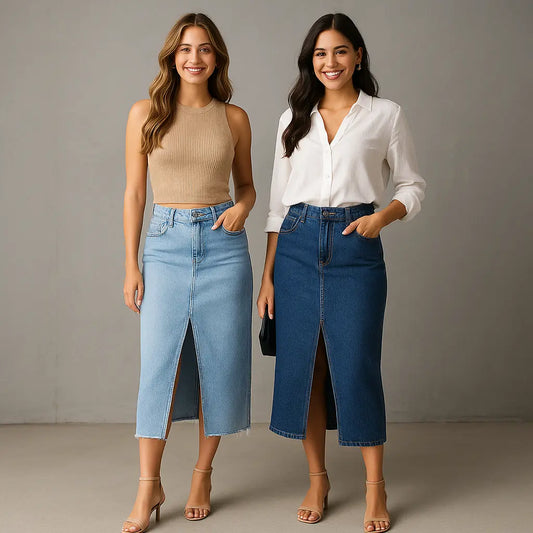 Slimming Denim Skirt in Light Blue – Clean, Minimal, Easy to Style
