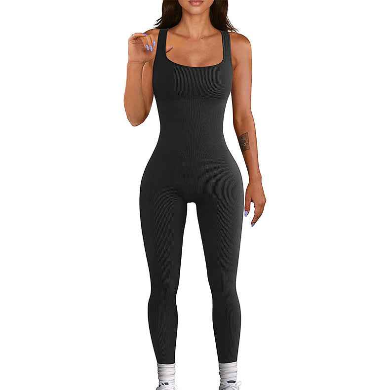 Women's Spandex Tank Top Tights with Button Detail