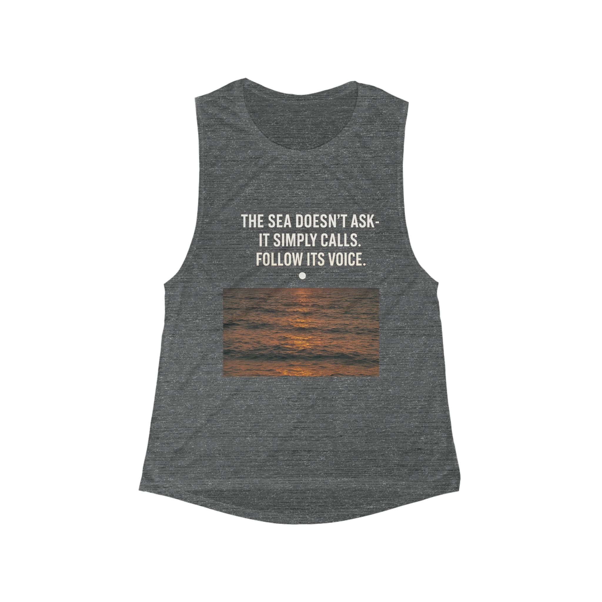 Soft viscose-poly blend flowy tank – light as seafoam, smooth on skin.

