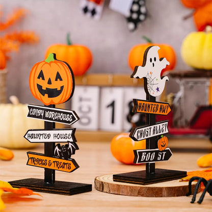 Spooky Halloween Wooden Signpost Ornaments for Tiered Trays
