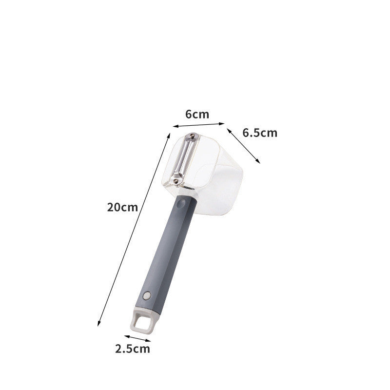 Stainless steel vegetable peeler removing apple skins fast and clean