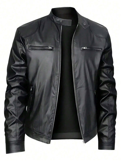 Stand-up Collar Leather Jacket – Premium Quality, Modern Fit
