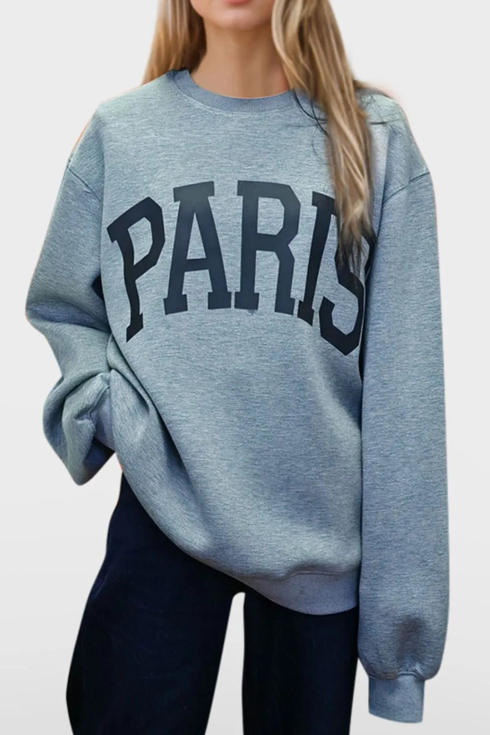 Street Style – PARIS Air Scuba Sweatshirt with Jeans

