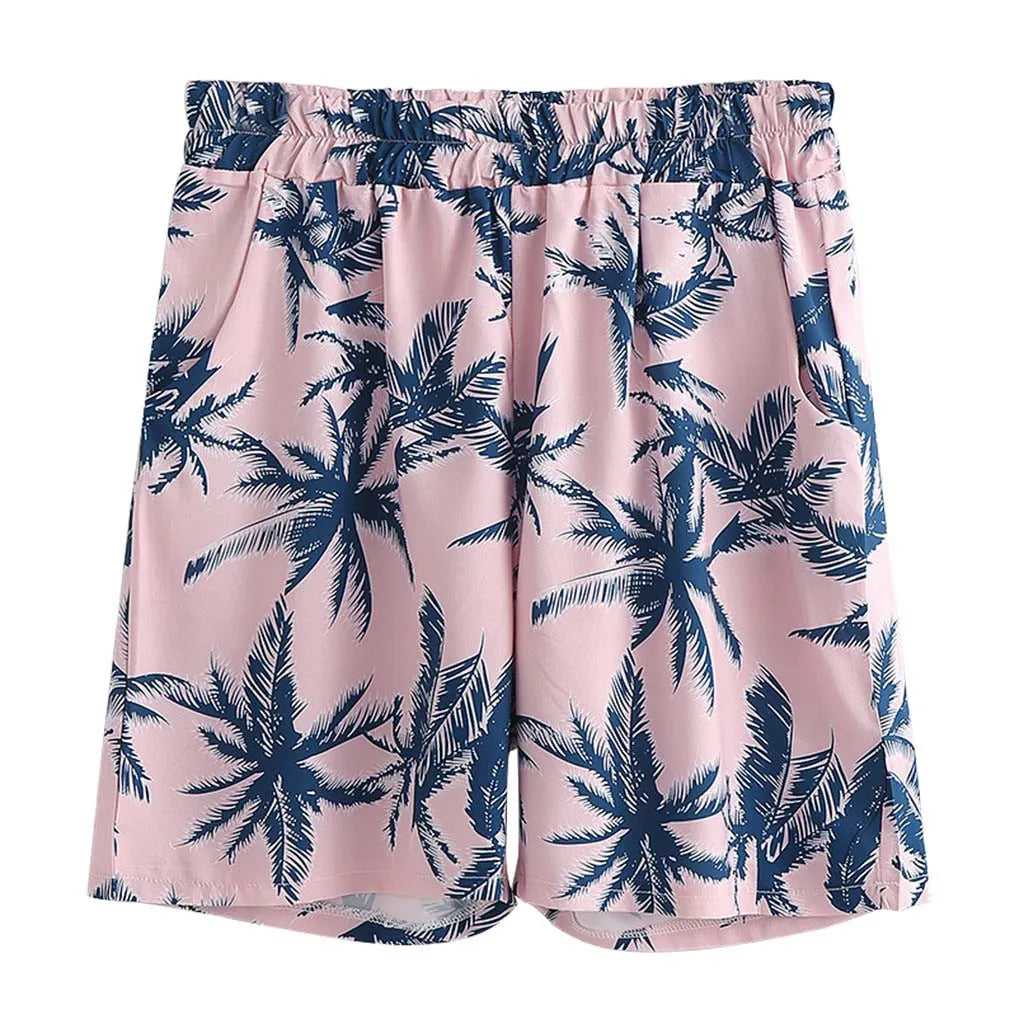 Bold printed plus size Hawaiian set with elastic waistband


