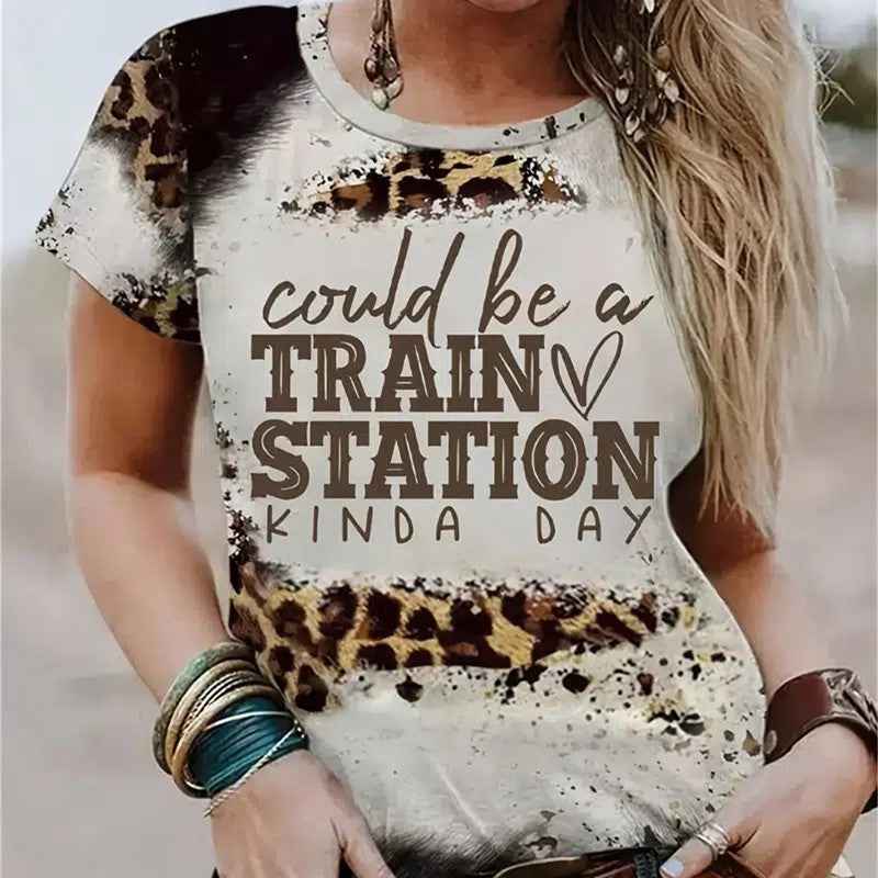 Leopard Print Letter Tee–Urban Edge with Street Appeal