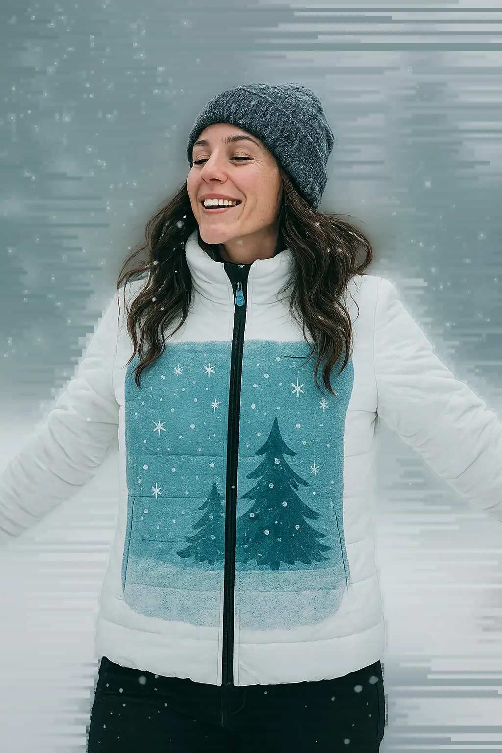 Cozy Puffer Jacket for winter with slanted pockets

