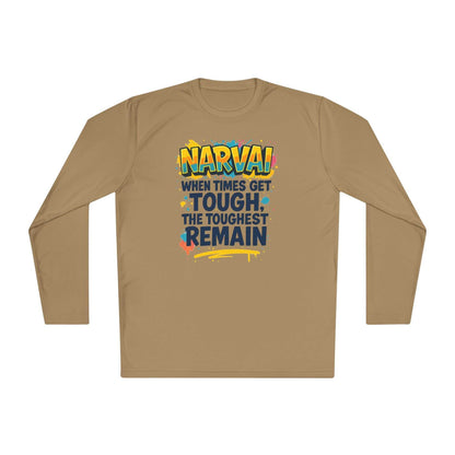 Tan long sleeve tee with colorful motivational text