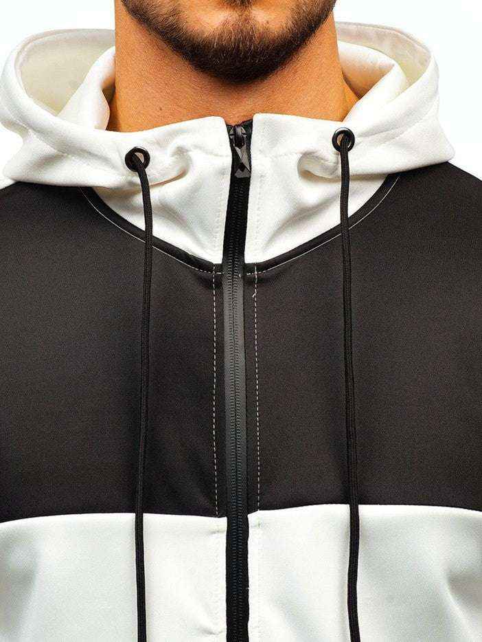 Men’s Hooded Cardigan – Casual Stitching, Warm & Stylish