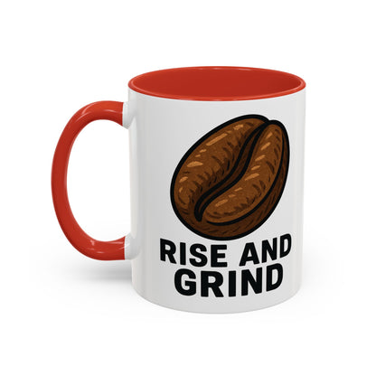 Stylish Accent Mug with "Rise and Grind" Message


