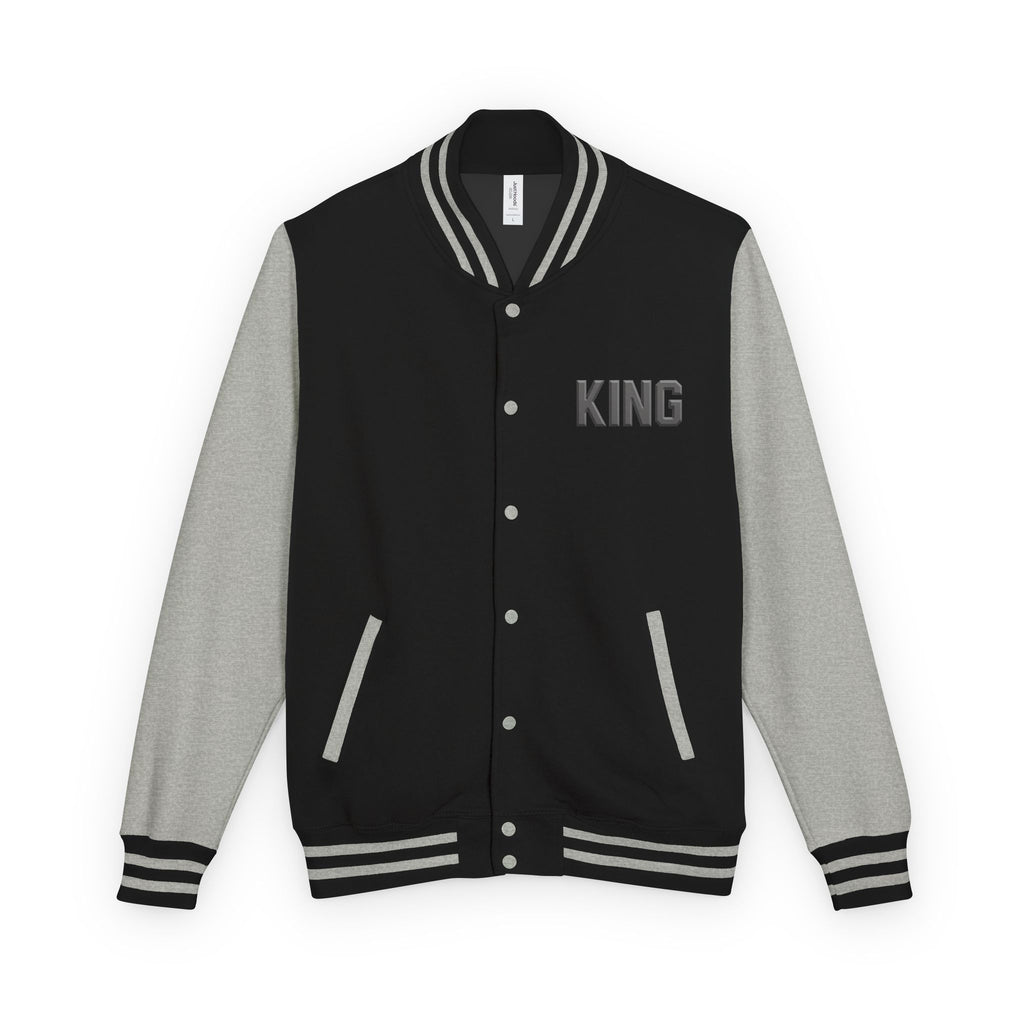 KING logo varsity jacket in red—ideal fall fashion

