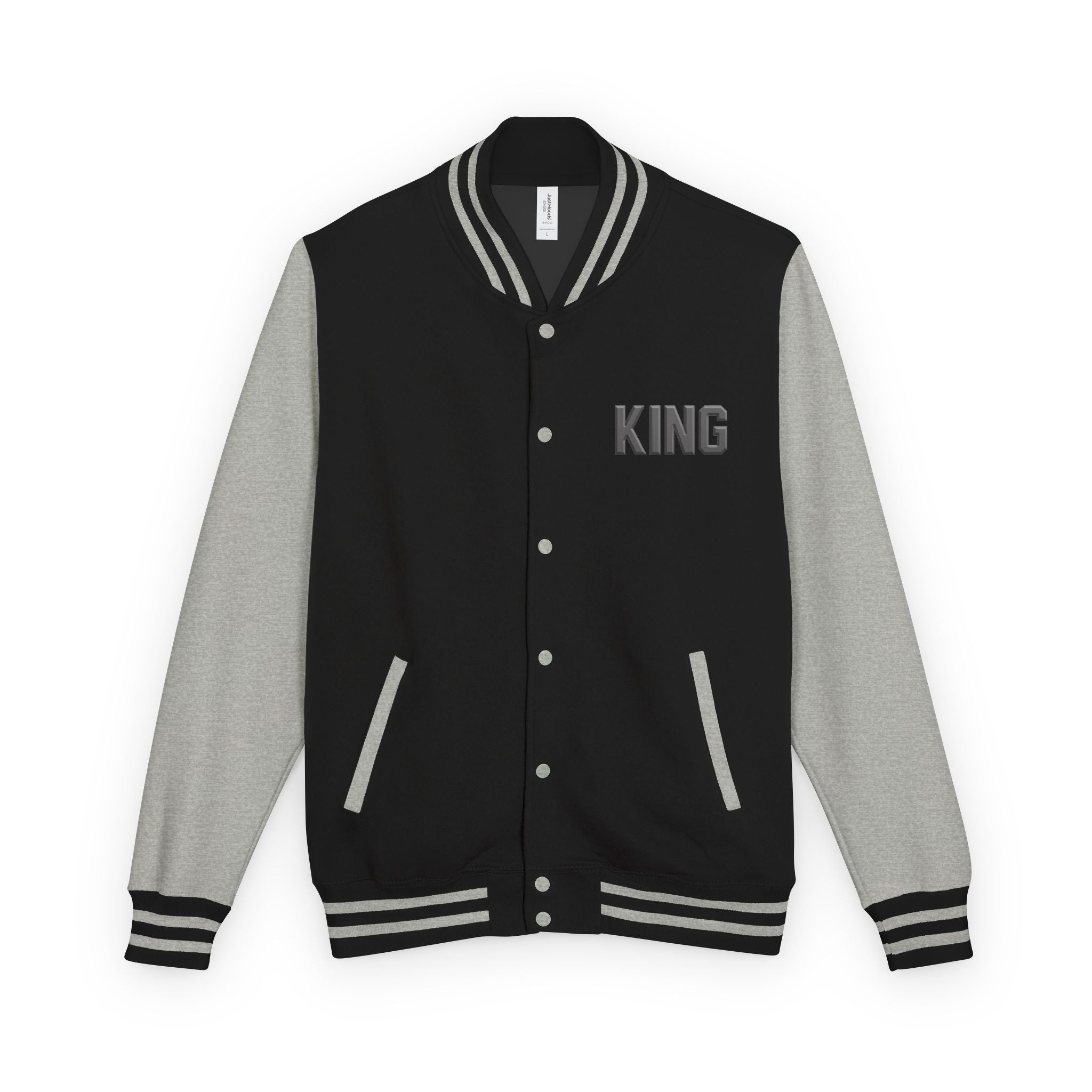 KING logo varsity jacket in red—ideal fall fashion

