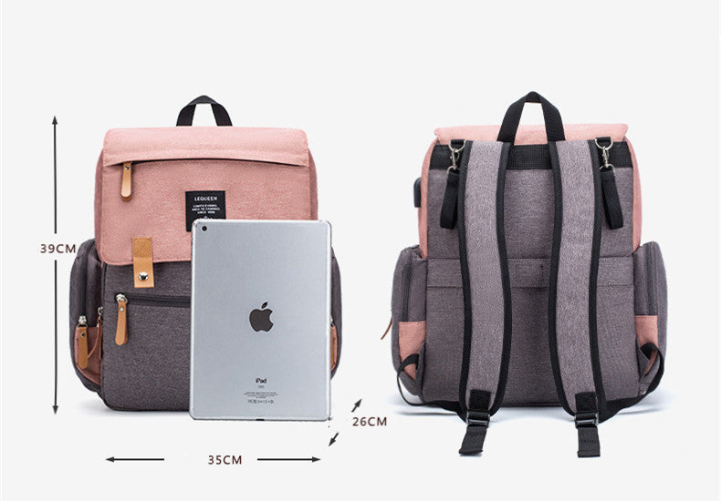 Stylish LEQUEEN Mummy Bag: Durable Oxford Cloth for Moms