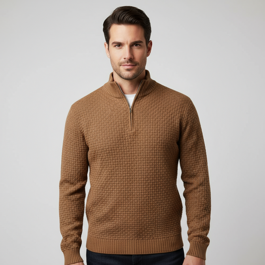 Stylish Men’s Polo Zip Sweater – Versatile Outfit