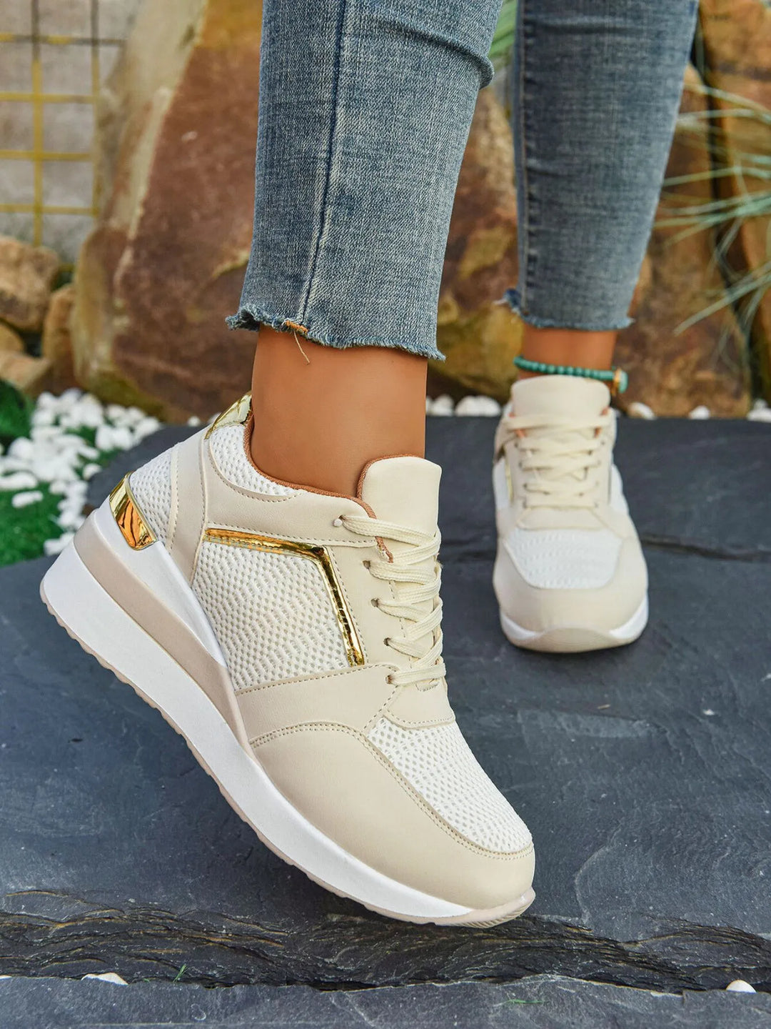 Stylish Mesh & PU Sneakers for Women

