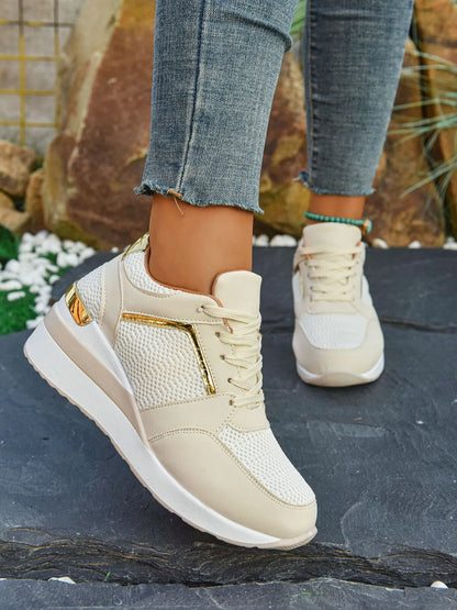 Stylish Mesh & PU Sneakers for Women


