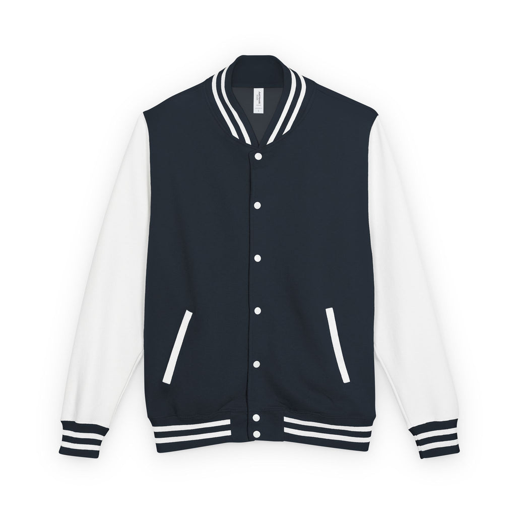 Stylish heavyweight cotton-blend jacket shown on both male and female models, highlighting its unisex fit

