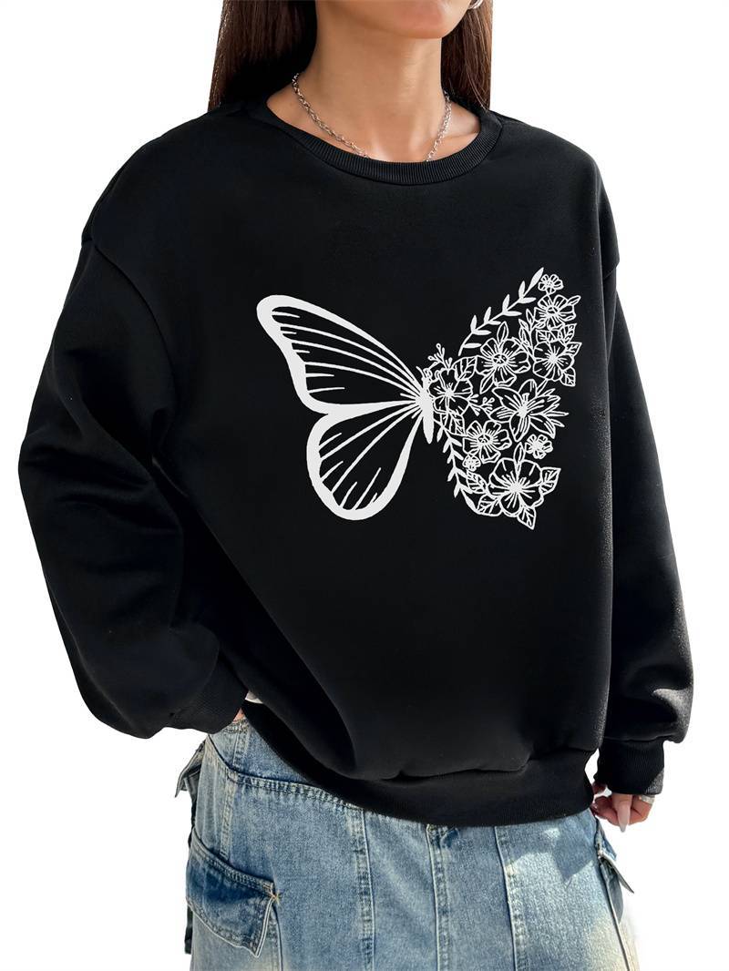 Regular fit women’s sweatshirt with elegant crew neckline

