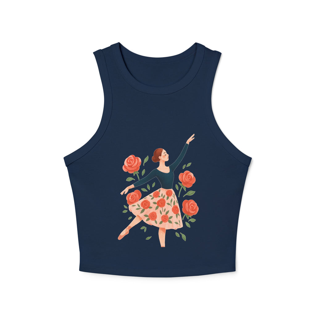 Women's micro rib racer tank styled for casual brunch and summer travel

