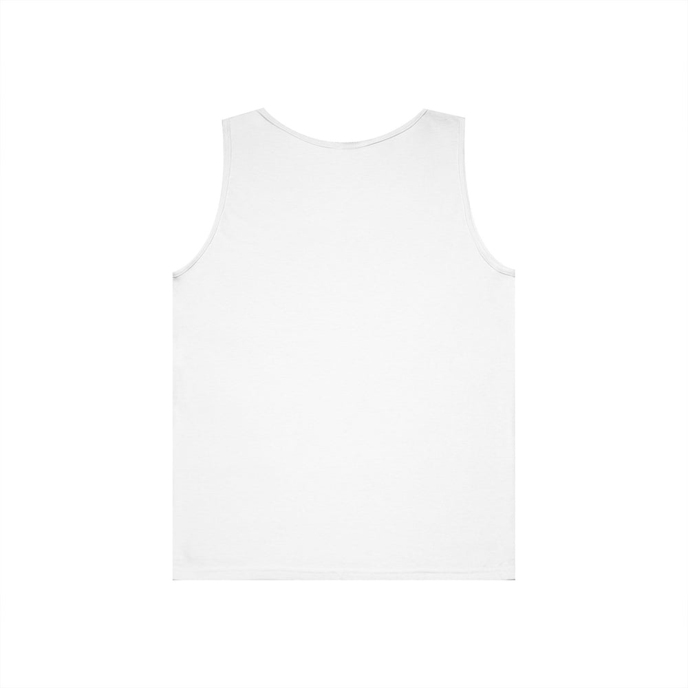 Back view of plain white unisex tank top
