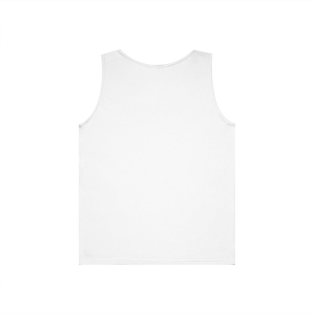 Back view of plain white unisex tank top