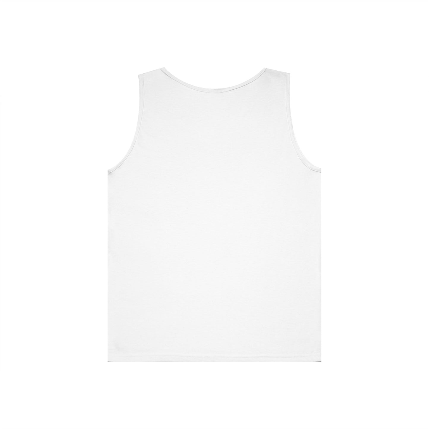 Back view of plain white unisex tank top