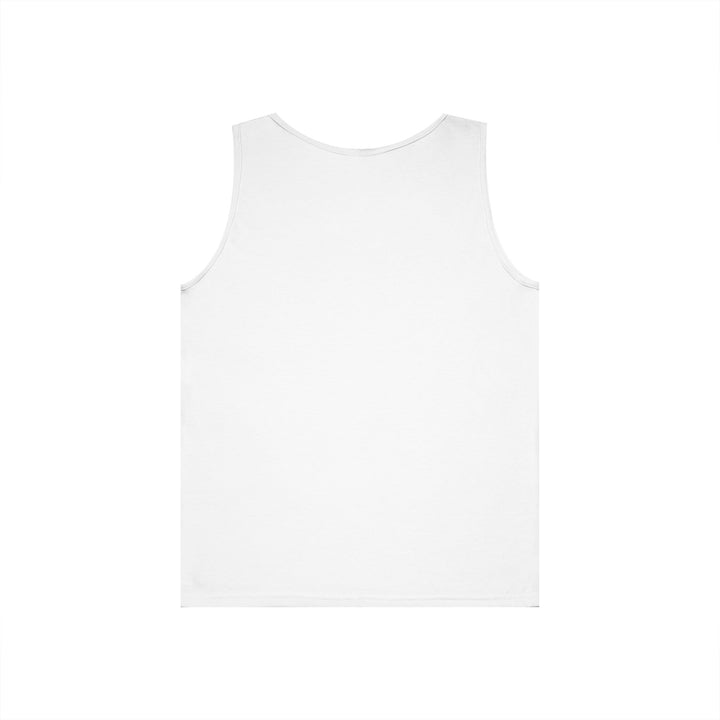 Back view of plain white unisex tank top