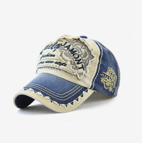 Tiger Head Sun Hat – Wine red statement cap, bold embroidery, dome crown, breathable cotton, streetwear-ready
