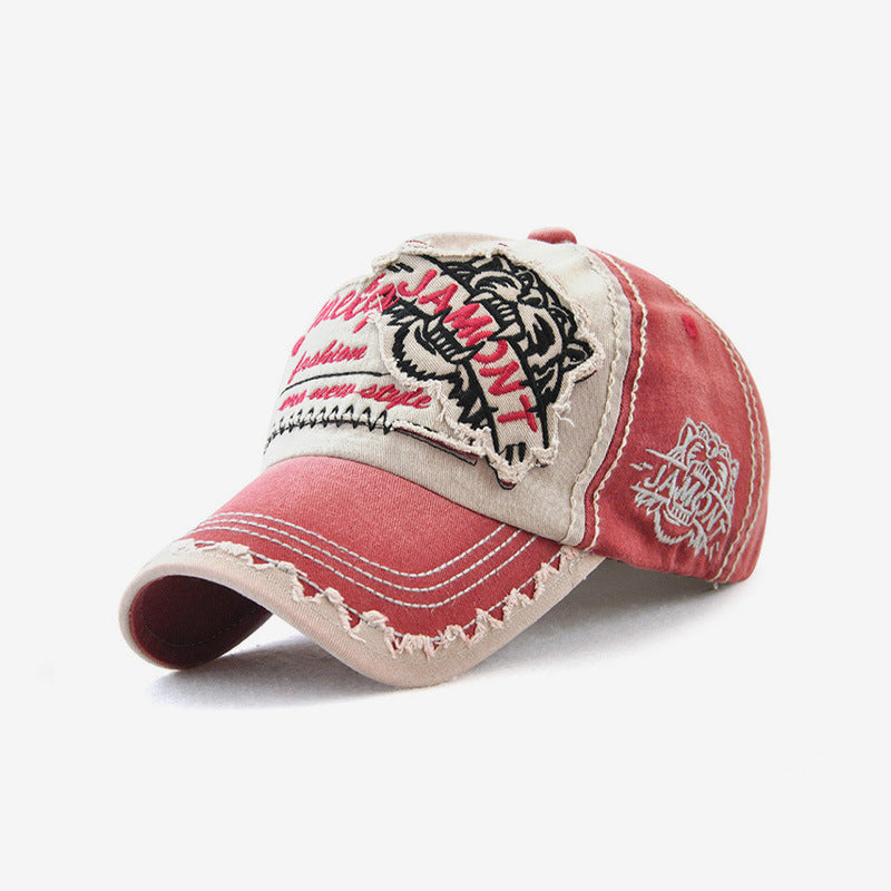 Tiger Head Sun Hat in black – breathable cotton for all seasons