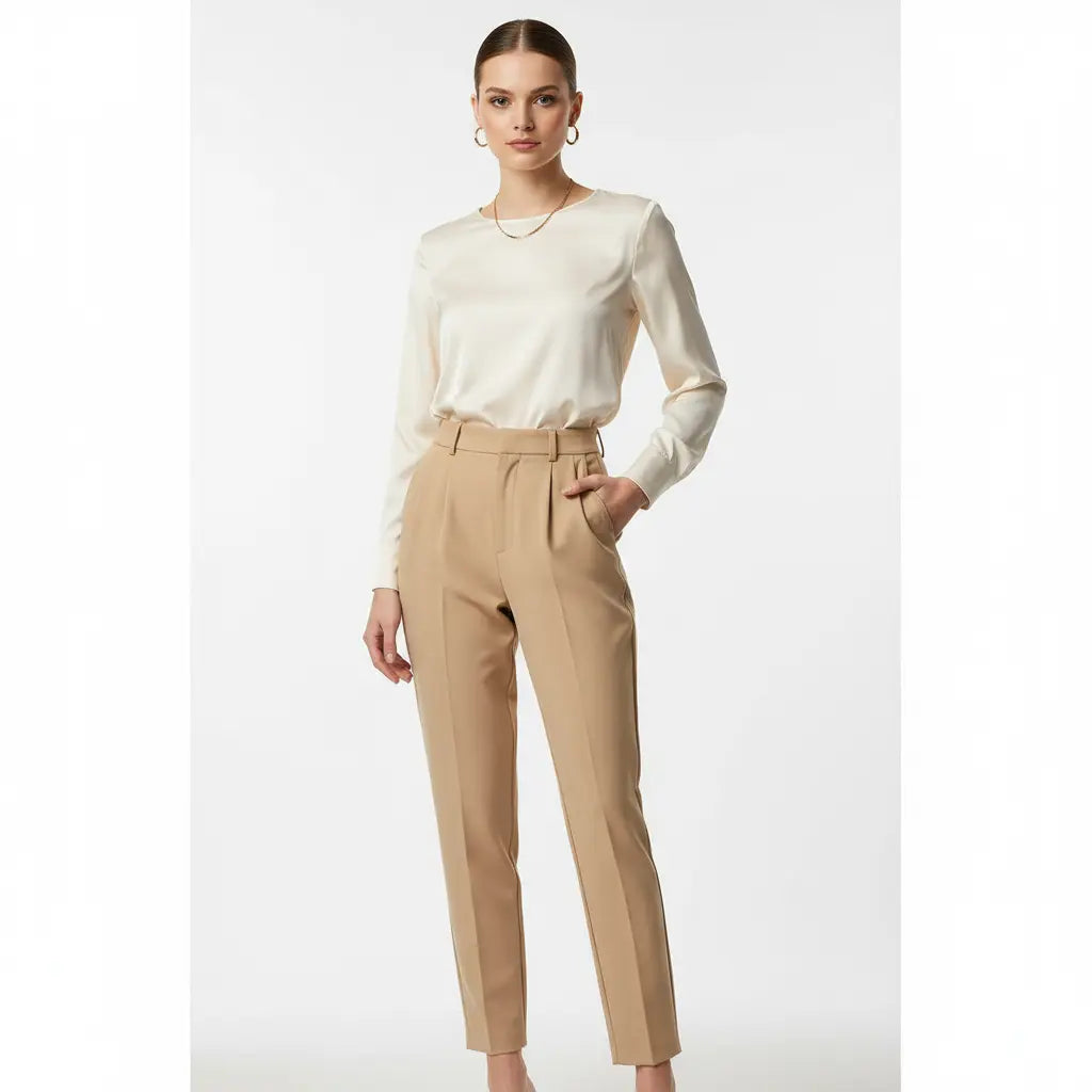Timeless Casual Chic: Slim-Fit Women's Pleated High Waist Pants – Straight-Leg Comfort Redefined