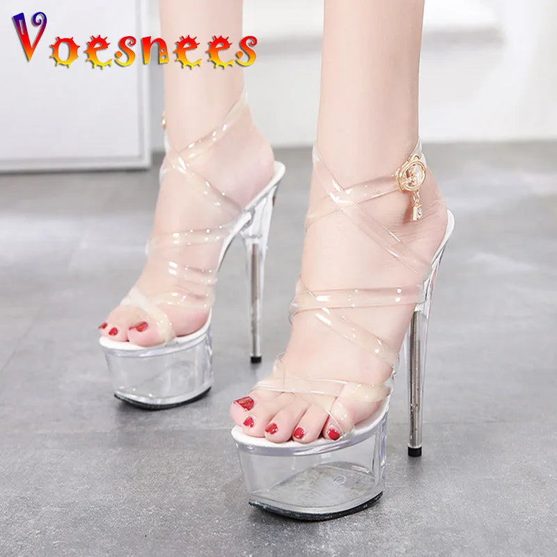 Transparent PVC High Heels – 15 cm Height Boost for Events