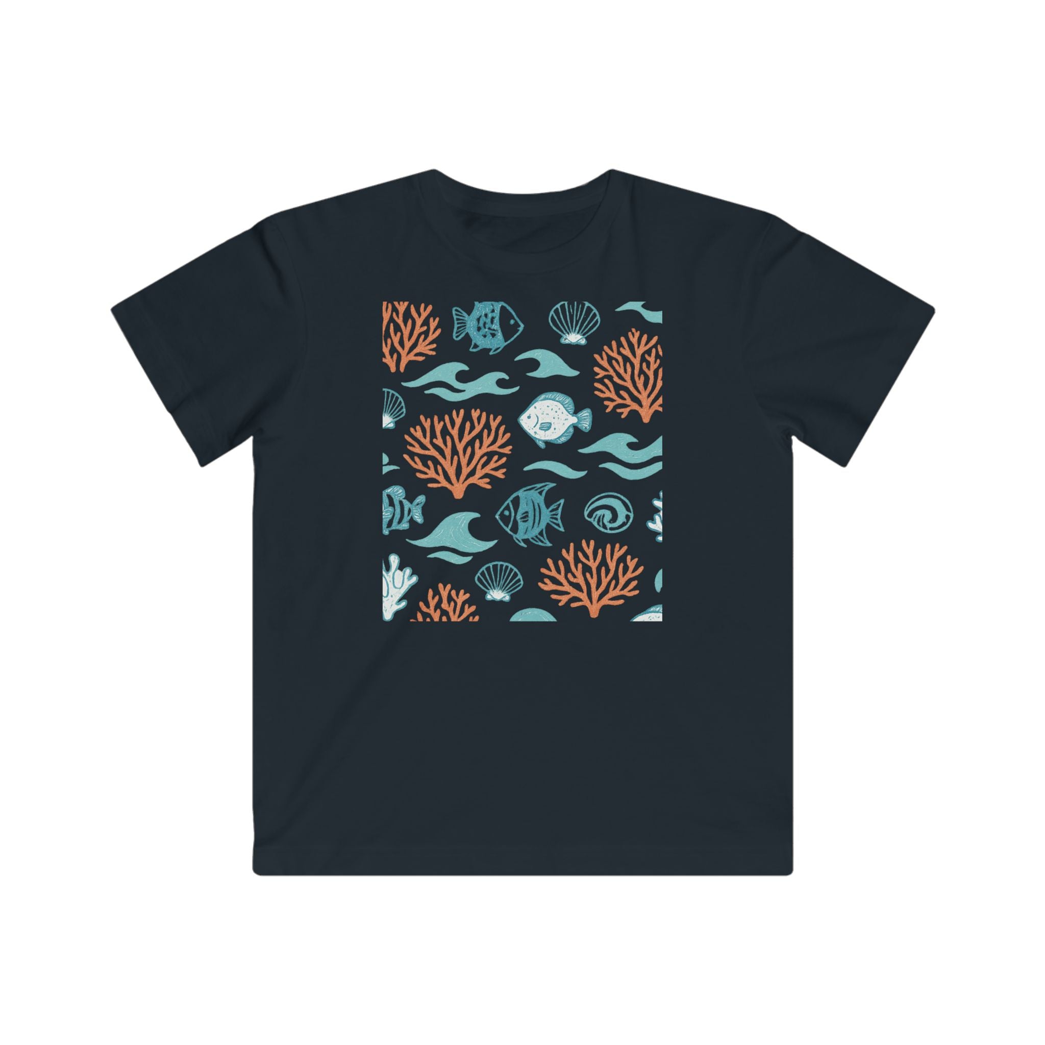 Under the Sea Kids Tee folded showing label and soft cotton texture

